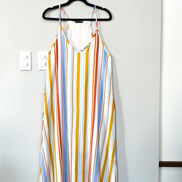 Sweet Claire Stripe Maxi Dress Size S/M Boho Beachy Rainbow - Picture 1 of 8